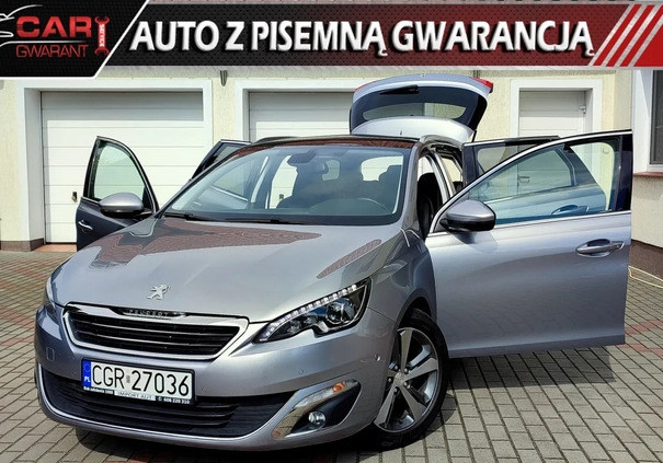 kujawsko-pomorskie Peugeot 308 cena 37899 przebieg: 147194, rok produkcji 2014 z Gąbin